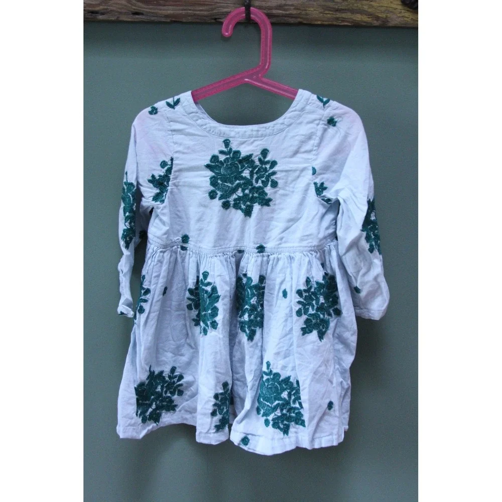 Pink Chicken White Embroidered Dress Girls 4Y Long Sleeve Casual‎